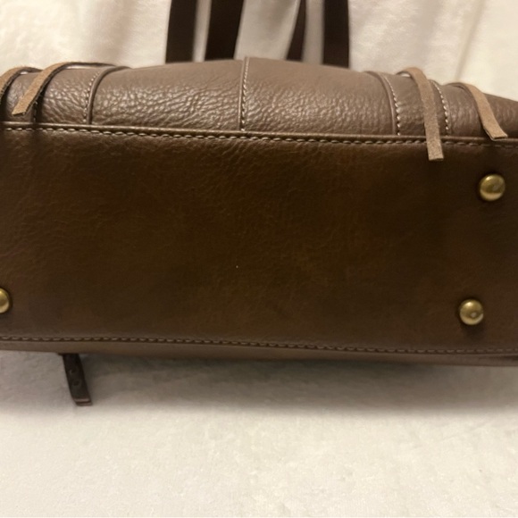 Justin Boots Brown Vegan Leather Tote with Turquoise Conchos - Picture 4 of 11